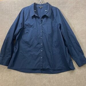 UNIVERSAL STANDARD Womens Navy Button Down Shirt Long Sleeve Size M Oversized